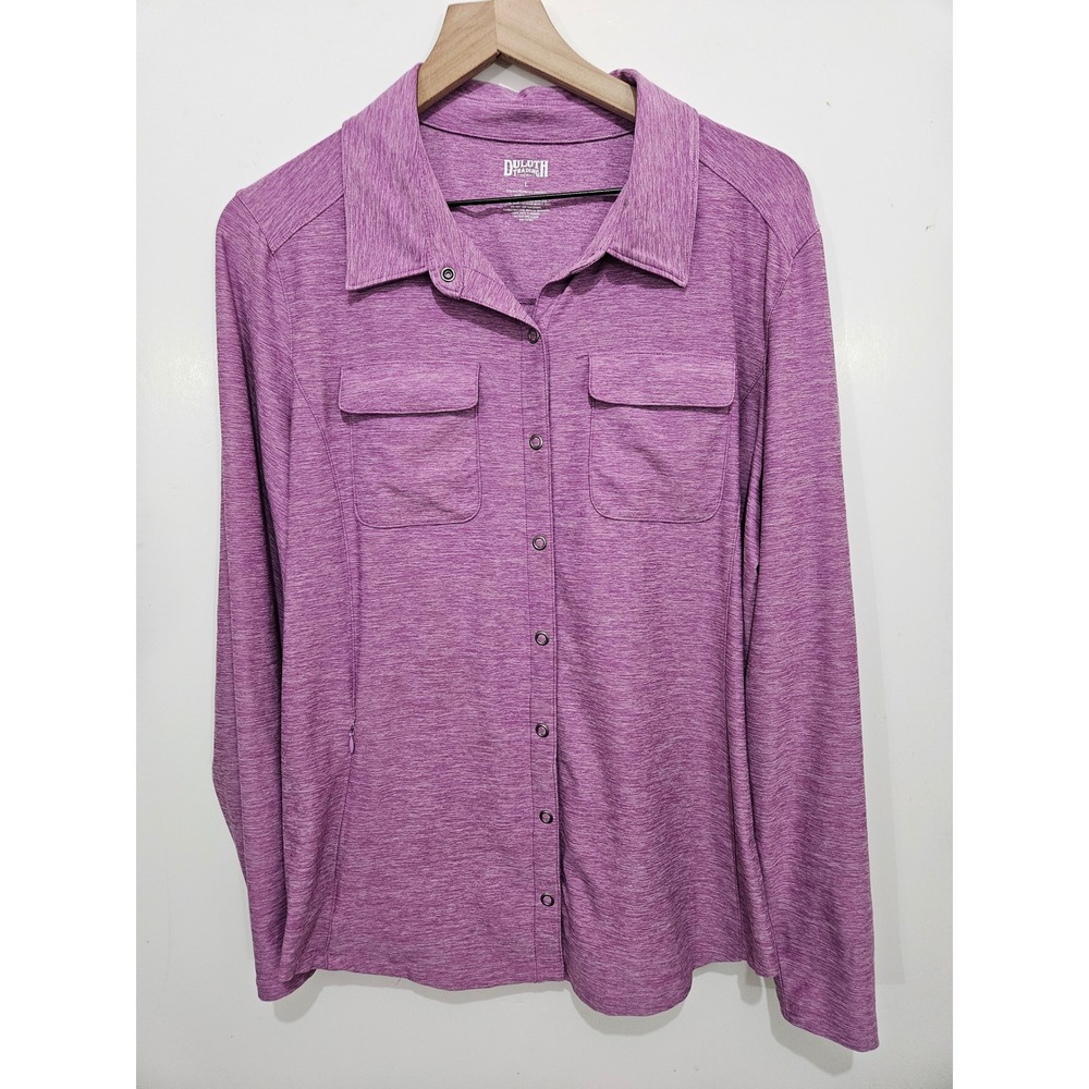 Duluth Trading Co Women's L Purple Stretch Snap Front Performance Shirt
